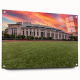 Acrylic print of New York City skyline in muted gray tones, ideal for modern dining room decor.