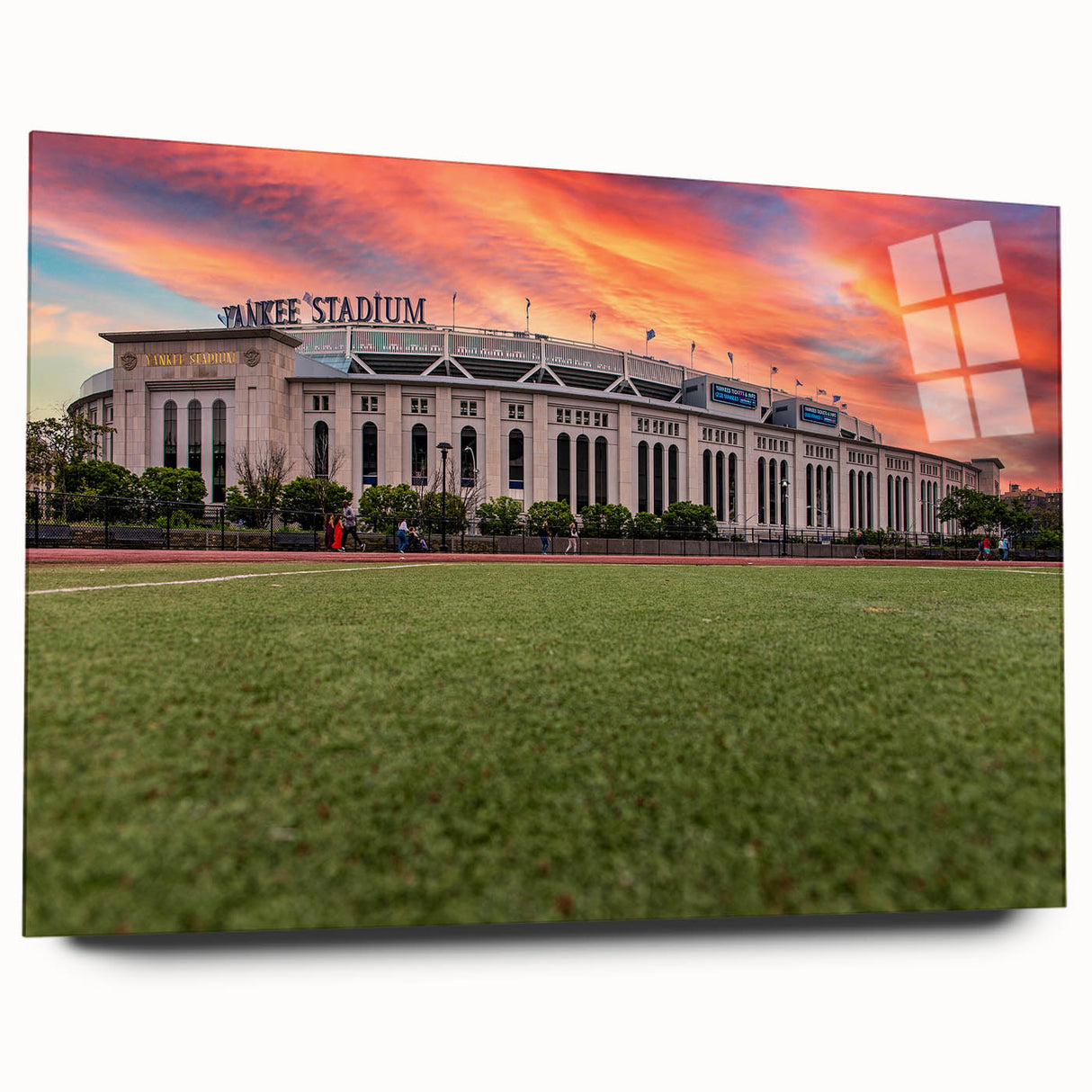 Large abstract depiction of NYC skyline in muted gray tones on acrylic glass, suitable for bedroom or dining room art.