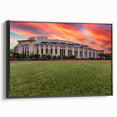 Black and white framed canvas of vintage New York City landscape, ideal for bedroom wall art.