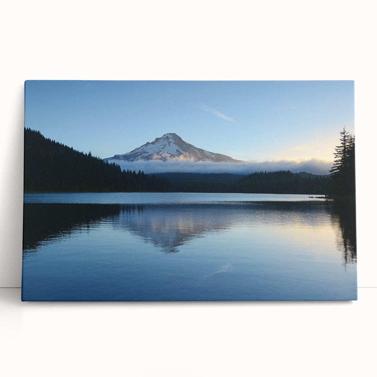 Black and white photo of Mount Hood on stretched canvas, ideal for kitchen wall art or bedroom ambiance.