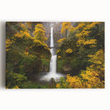 Black and white photo of Multnomah Falls in Oregon on large stretched canvas, ideal for kitchen wall art.