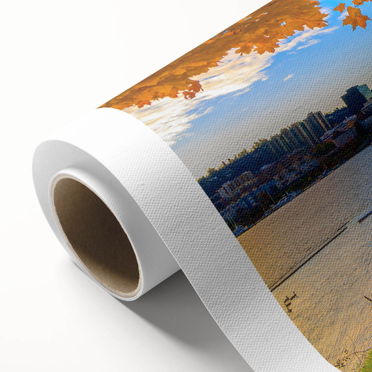 Art deco poster of Portland, Oregon scenery in pastel shades on rolled canvas, ideal for nursery wall art.