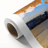 Art deco poster of Portland, Oregon scenery in pastel shades on rolled canvas, ideal for nursery wall art.