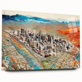 Large abstract wall art of Phoenix Valley in muted earth tones on acrylic glass, ideal for dining room decor.