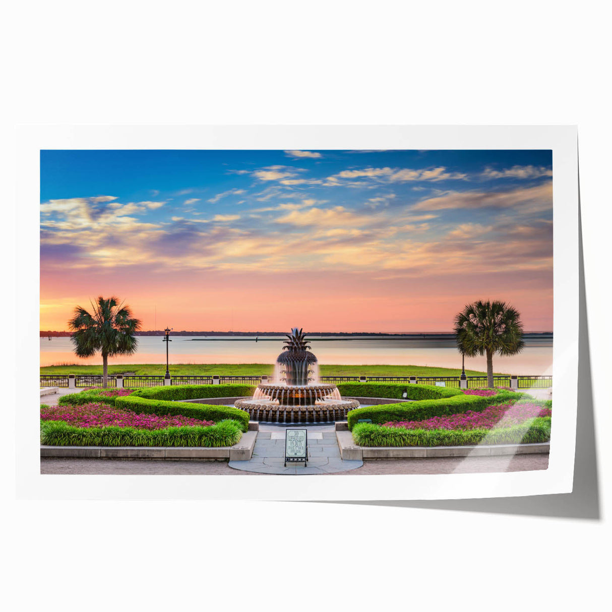 Rolled print of Charleston scenery with soft pastel shades, ideal for art wall dining room or classy bathroom.