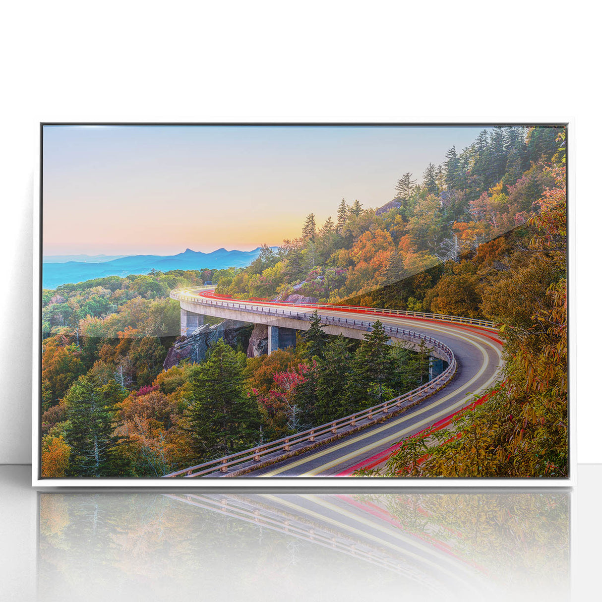 Art deco poster of South Carolina scenery in muted green and blue tones, framed acrylic, suitable for nursery wall decor.
