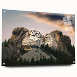 Acrylic print of Mt. Rushmore with soft pastel shades, suited for dining room decor.