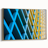 Framed canvas featuring a vintage-style landscape painting of the Houston skyline in black and gold tones.