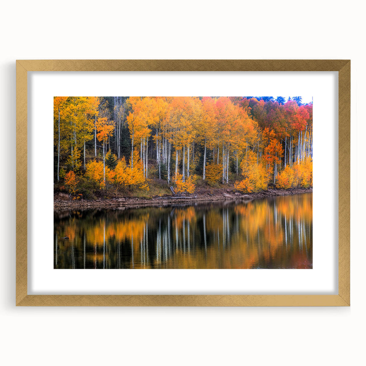 Extra large abstract art print of Zion National Park in muted earth tones, framed in gold, ideal for living room decor.