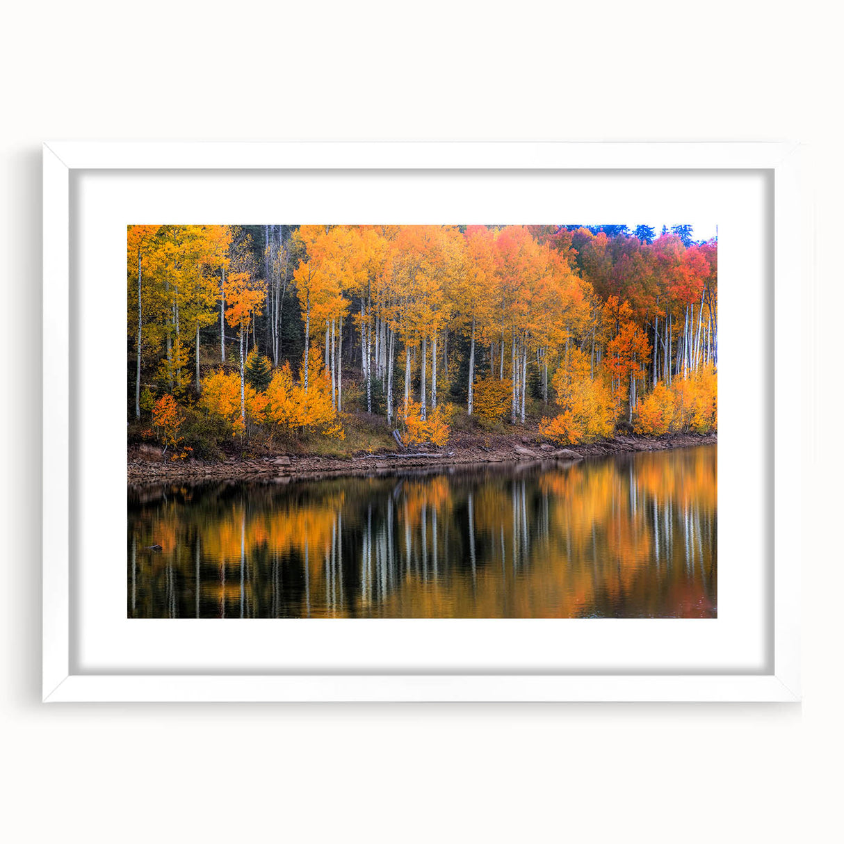 Abstract art print of Zion National Park in muted earth tones on a white framed canvas.