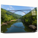 Large abstract wall art depicting Virginia scenery in muted earth tones on acrylic glass, ideal for dining room decor.