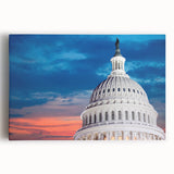 Black and white stretched canvas of the Washington DC Capitol, ideal for kitchen wall art.