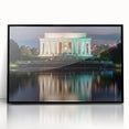 Large abstract wall art of Washington DC's Lincoln Memorial in black and white, framed acrylic.