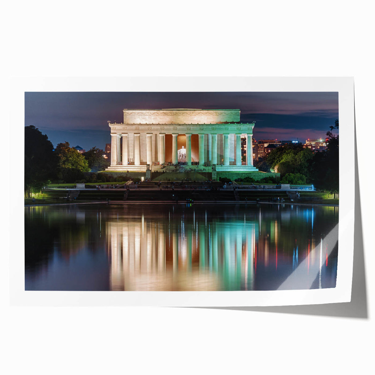 Rolled print of Washington DC's Lincoln Memorial in muted earth tones, ideal for art wall dining room.
