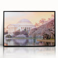 Large abstract wall art of Washington DC monuments in muted gray tones on framed acrylic, suitable for modern art wall decor.