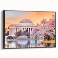 Black and white framed canvas of Washington DC monument landscape, ideal for bedroom wall decor.