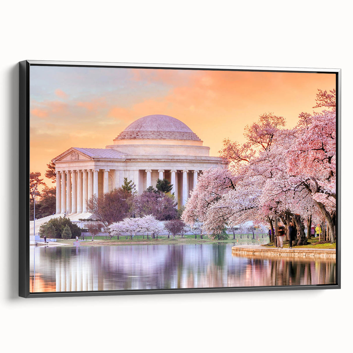 Black and white framed canvas of Washington DC monument landscape, ideal for bedroom wall decor.