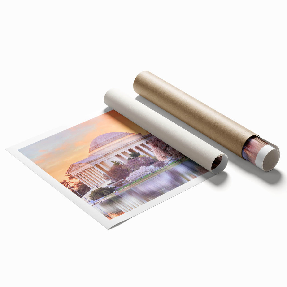 Extra large rolled print of Washington D.C. monument in muted gray tones, suitable for classy bathroom wall art.