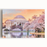 Black and white print of the Washington DC skyline on stretched canvas, ideal for kitchen wall art.