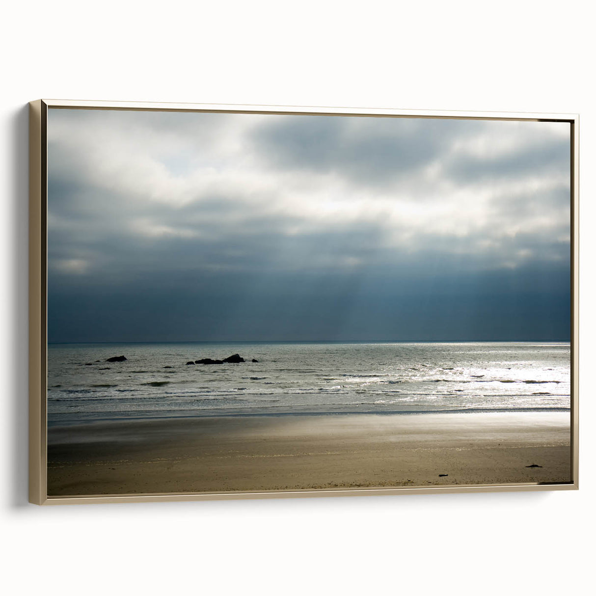 Framed canvas featuring a vintage-style landscape painting of the Olympic Mountains, ideal for bedroom wall art.