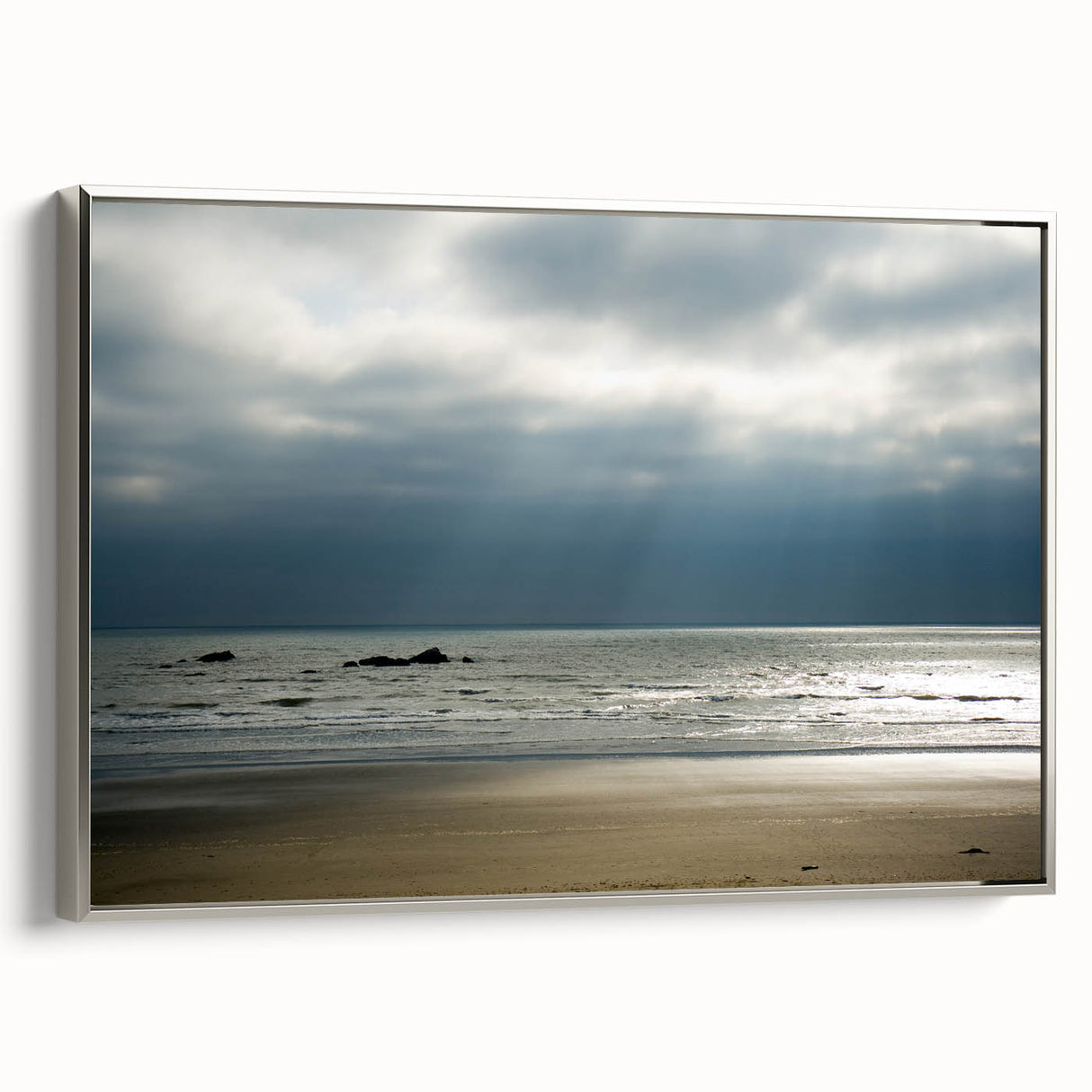 Landscape art painting of Olympic National Park on framed canvas, featuring muted earth tones and vintage style.