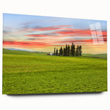 Large abstract wall art of Palouse, Washington in muted earth tones on acrylic glass, ideal for bedroom or dining room decor.