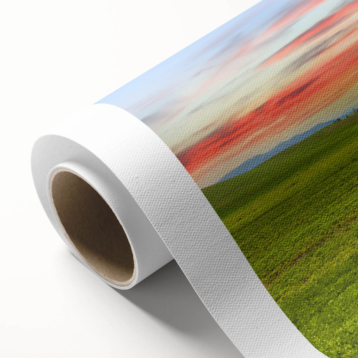 Art deco poster of the Palouse scenery in pastel shades on rolled canvas, suitable for nursery wall art.
