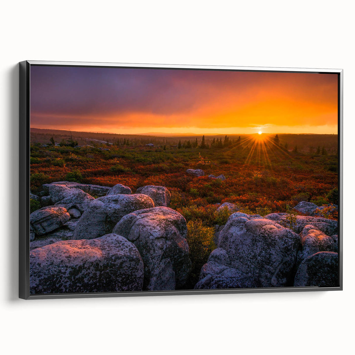 Black and white framed canvas depicting a vintage West Virginia landscape, suitable for bedroom decor.
