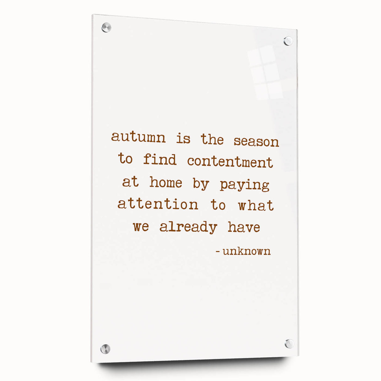 Large abstract wall art depicting fall foliage in orange and red shades on acrylic glass.
