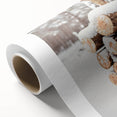 Art Deco poster featuring a snowy winter scene on rolled canvas, with muted blue and white tones, ideal for nursery wall art.