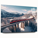 Large abstract wall art featuring various modes of transportation in muted colors on acrylic glass.