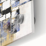 Close-up of an abstract geometric acrylic glass design showcasing vibrant colors and intricate patterns, ideal for modern decor and artistic displays.