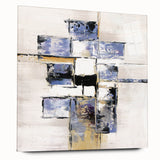 Abstract geometric acrylic glass artwork in a side view, showcasing vibrant colors and sharp angles, ideal for modern decor and artistic displays.