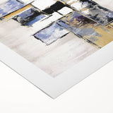 Abstract geometric rolled canvas artwork showcasing vibrant colors and intricate shapes, designed for modern home decor. Packaged securely in a sturdy cardboard tube for safe delivery.