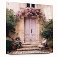 Acrylic print of a large abstract depiction of a French door architecture in muted earth tones.