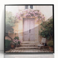 Large abstract wall art featuring a mid-century modernist style door design in black and white, acrylic framed.