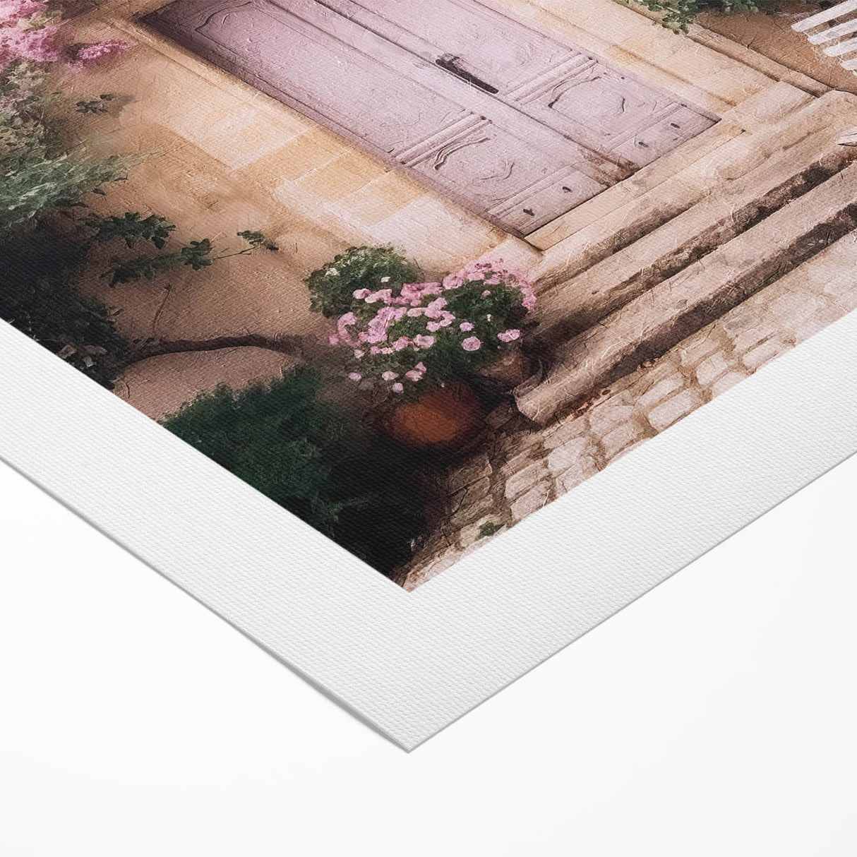 Art deco poster featuring an ornate French door design in muted beige and brown tones on rolled canvas.