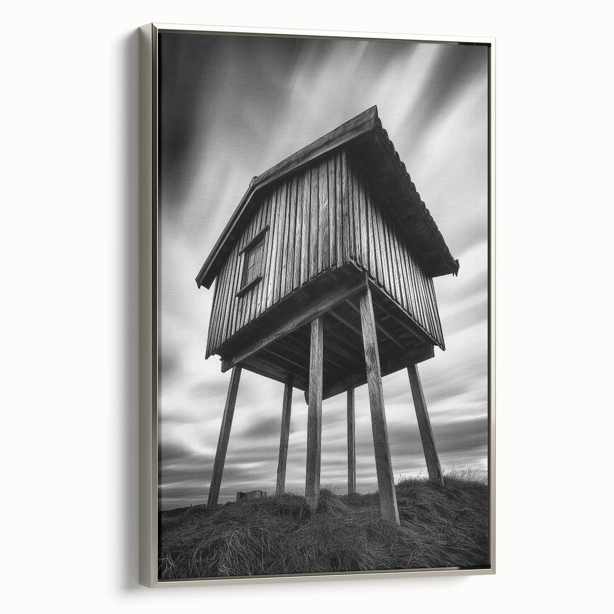 Framed canvas featuring a vintage landscape painting with colorful art on a black backdrop, ideal for living room decor.