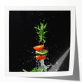 Rolled canvas print featuring an array of colorful fruits, ideal for art wall dining room decor.