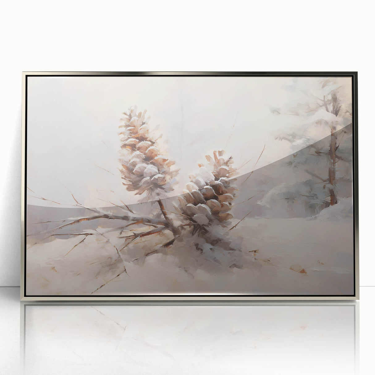 Snowy Pinecones Christmas Wall Art – Winter Holiday Decor