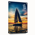 Landscape acrylic glass art piece showcasing a vibrant abstract design, displayed from a side view with decorative pins, ideal for modern home decor.