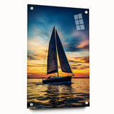Landscape acrylic glass art piece showcasing a vibrant abstract design, displayed from a side view with decorative pins, ideal for modern home decor.