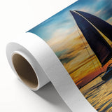 Rolled canvas showcasing vibrant African tribal wall art design with intricate patterns and colors, carefully packaged in a robust cardboard tube for safe shipping.