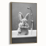 Bathroom Framed Art - Charming Bunny in Bathtub