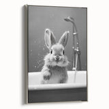 Bathroom Framed Art - Charming Bunny in Bathtub