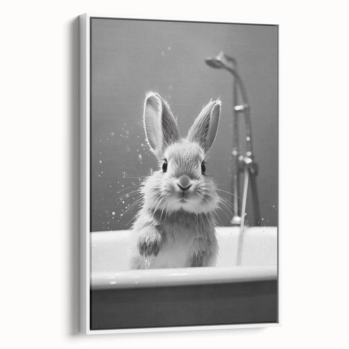 Bathroom Framed Art - Charming Bunny in Bathtub
