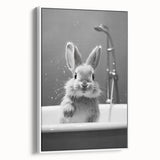 Bathroom Framed Art - Charming Bunny in Bathtub