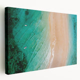 Side view of a stretched canvas featuring a Madagascar landscape in earth tones, ideal for kitchen wall art.