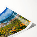 Extra large rolled print featuring line art flowers in monochrome, ideal for large living room wall art.