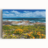 Large black and white stretched canvas of an African landscape, suitable as kitchen wall art.